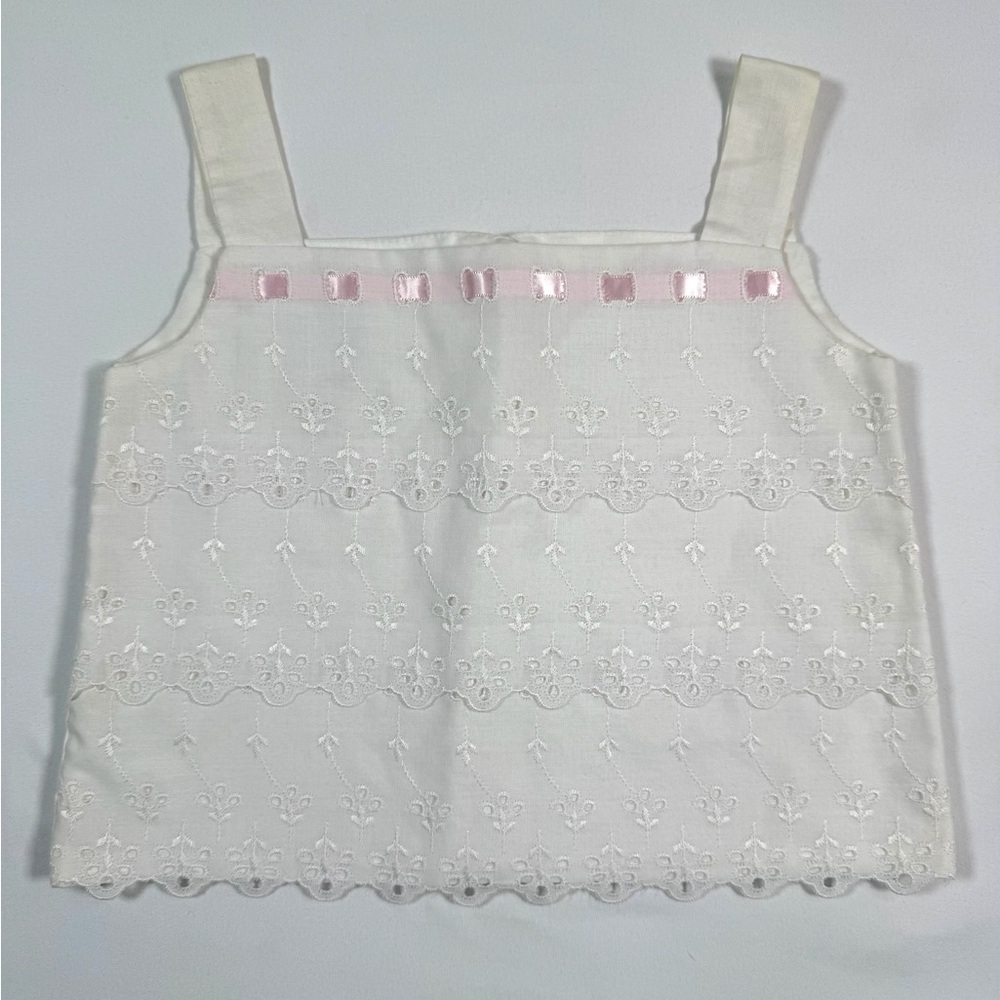 VINTAGE LAVENDER BLUE Girls Eyelet Lace Tank Top 24M‎ Cottagecore Heirloom
